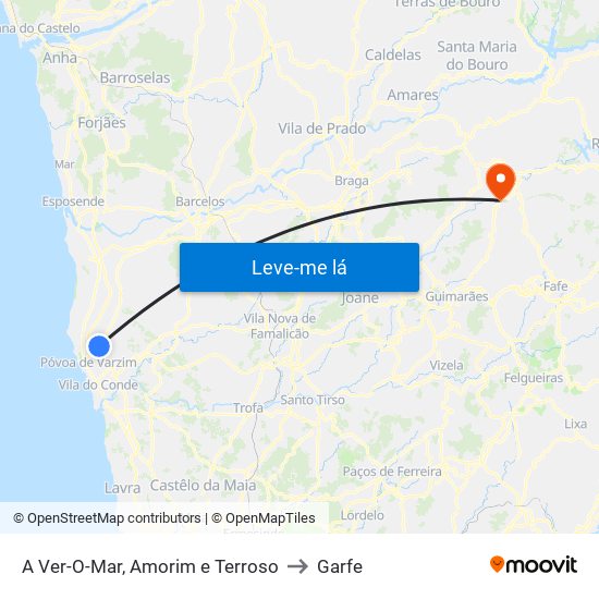 A Ver-O-Mar, Amorim e Terroso to Garfe map