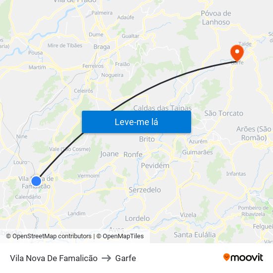 Vila Nova De Famalicão to Garfe map