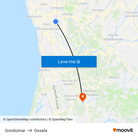 Gondomar to Ossela map