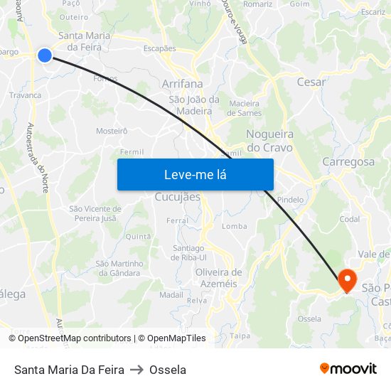 Santa Maria Da Feira to Ossela map