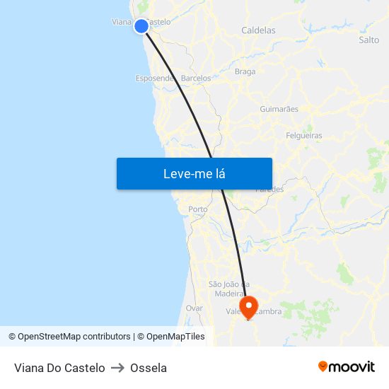 Viana Do Castelo to Ossela map