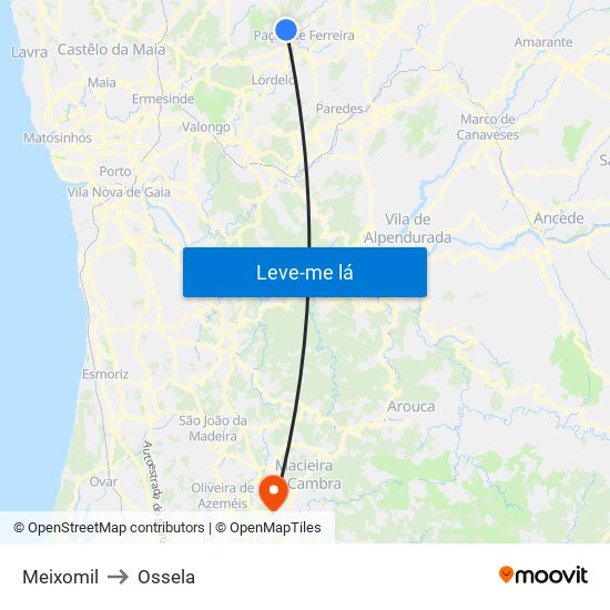 Meixomil to Ossela map
