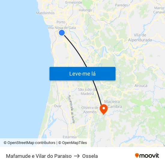 Mafamude e Vilar do Paraíso to Ossela map