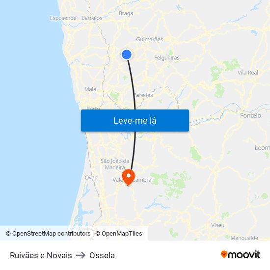 Ruivães e Novais to Ossela map