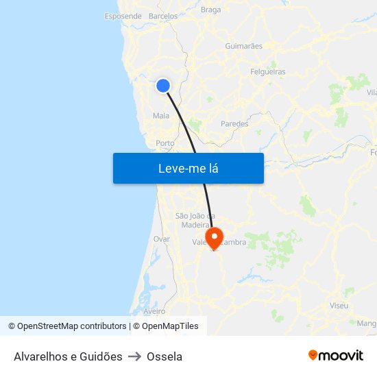 Alvarelhos e Guidões to Ossela map