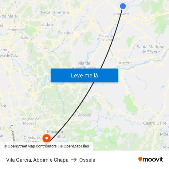 Vila Garcia, Aboim e Chapa to Ossela map