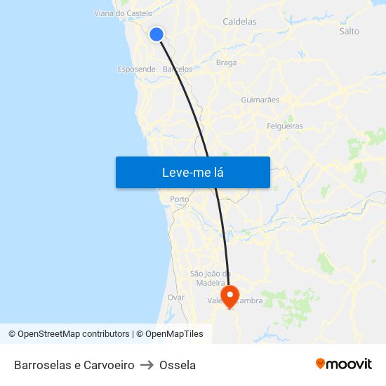 Barroselas e Carvoeiro to Ossela map