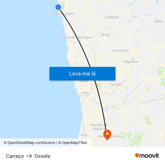 Carreço to Ossela map