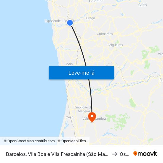 Barcelos, Vila Boa e Vila Frescainha (São Martinho e São Pedro) to Ossela map