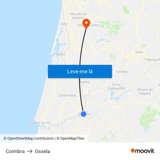 Coimbra to Ossela map