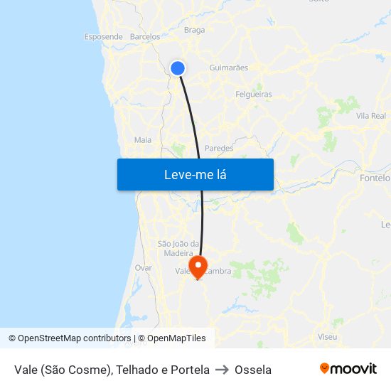 Vale (São Cosme), Telhado e Portela to Ossela map