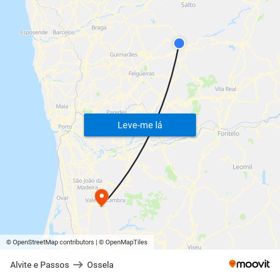 Alvite e Passos to Ossela map