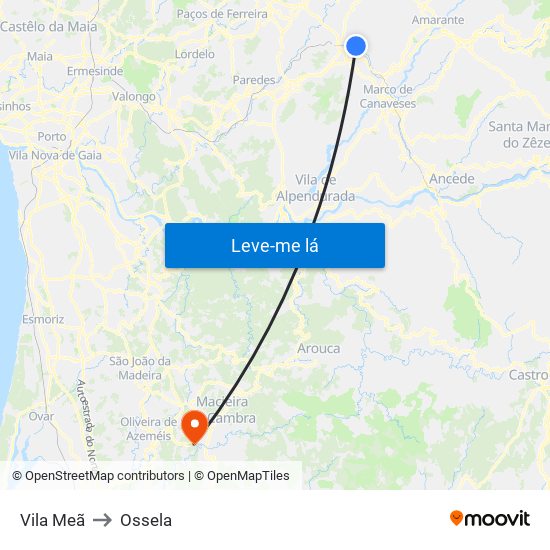 Vila Meã to Ossela map