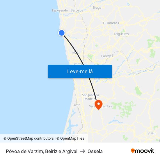 Póvoa de Varzim, Beiriz e Argivai to Ossela map