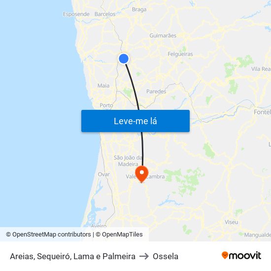 Areias, Sequeiró, Lama e Palmeira to Ossela map