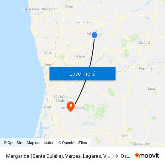 Margaride (Santa Eulália), Várzea, Lagares, Varziela e Moure to Ossela map