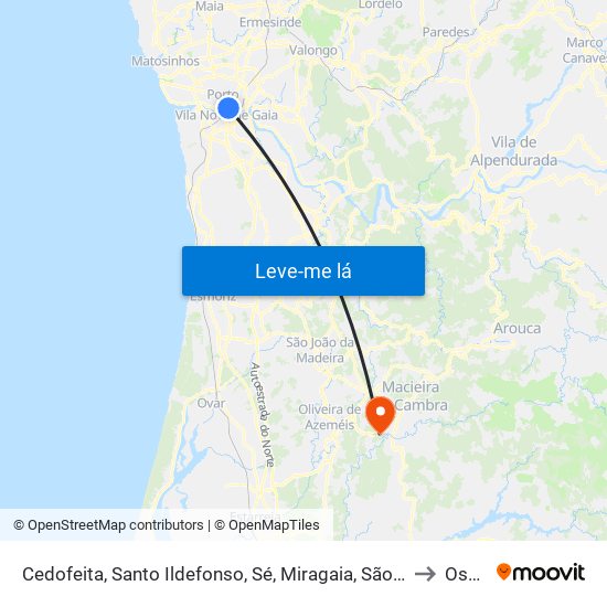 Cedofeita, Santo Ildefonso, Sé, Miragaia, São Nicolau e Vitória to Ossela map
