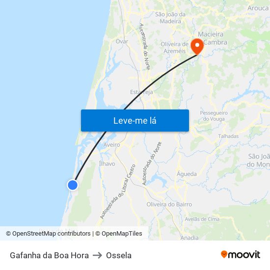 Gafanha da Boa Hora to Ossela map