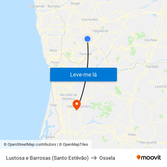 Lustosa e Barrosas (Santo Estêvão) to Ossela map