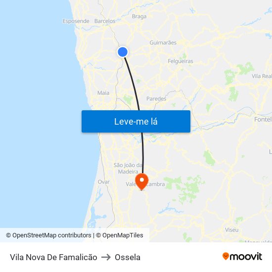 Vila Nova De Famalicão to Ossela map