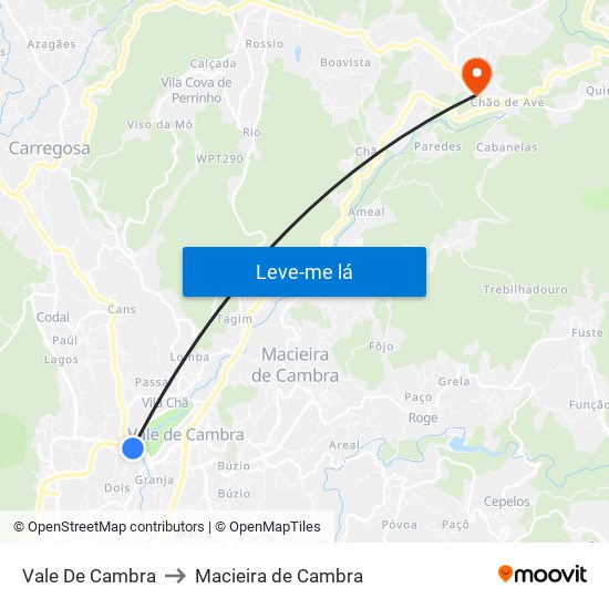 Vale De Cambra to Macieira de Cambra map