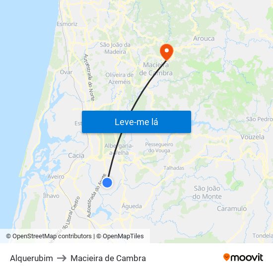 Alquerubim to Macieira de Cambra map