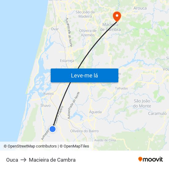 Ouca to Macieira de Cambra map