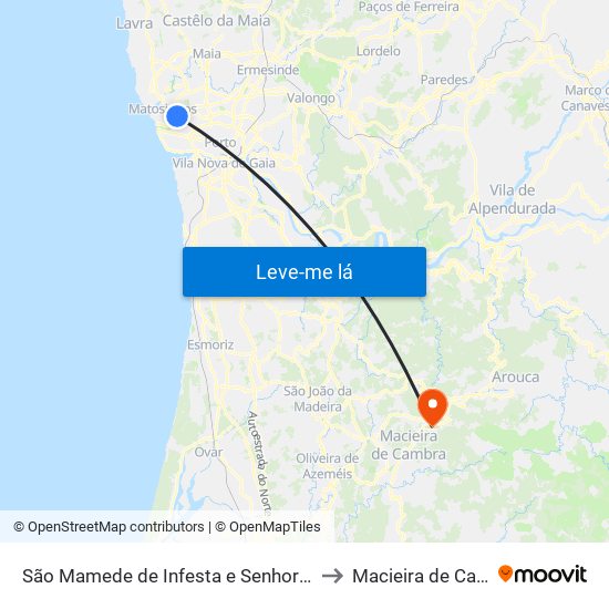 São Mamede de Infesta e Senhora da Hora to Macieira de Cambra map