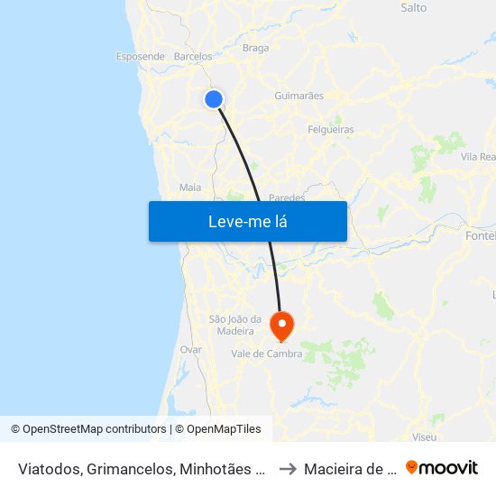 Viatodos, Grimancelos, Minhotães e Monte de Fralães to Macieira de Cambra map