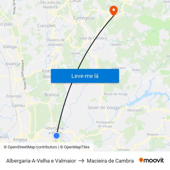 Albergaria-A-Velha e Valmaior to Macieira de Cambra map