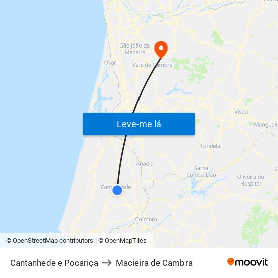 Cantanhede e Pocariça to Macieira de Cambra map
