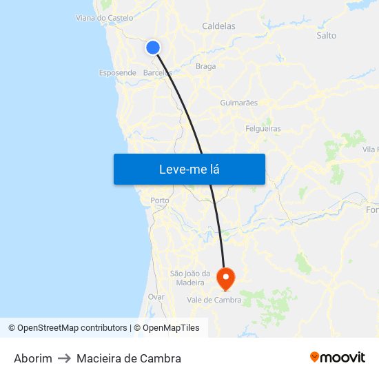 Aborim to Macieira de Cambra map