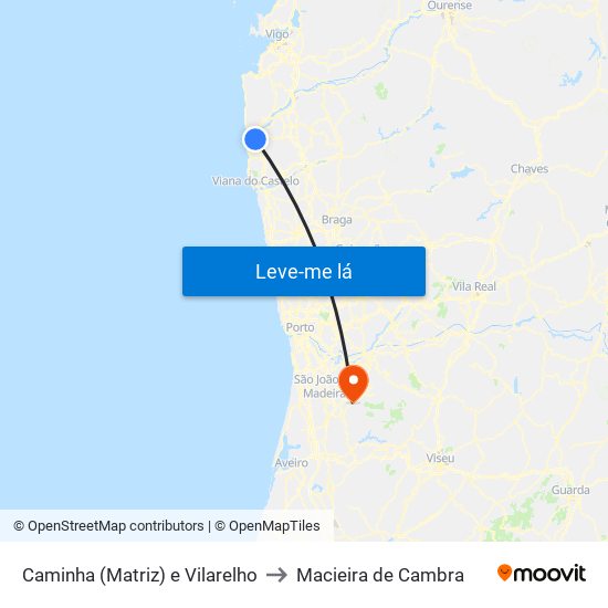 Caminha (Matriz) e Vilarelho to Macieira de Cambra map