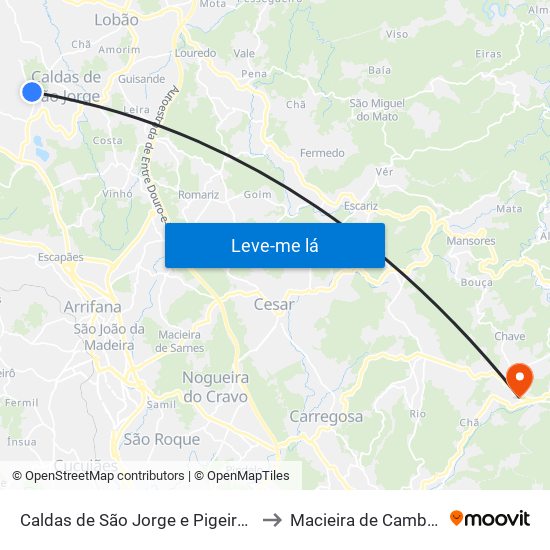 Caldas de São Jorge e Pigeiros to Macieira de Cambra map