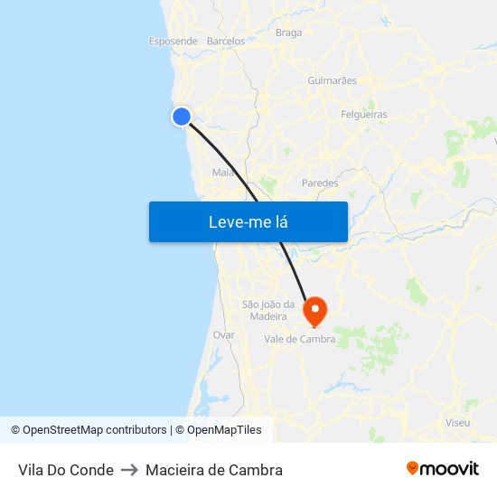 Vila Do Conde to Macieira de Cambra map