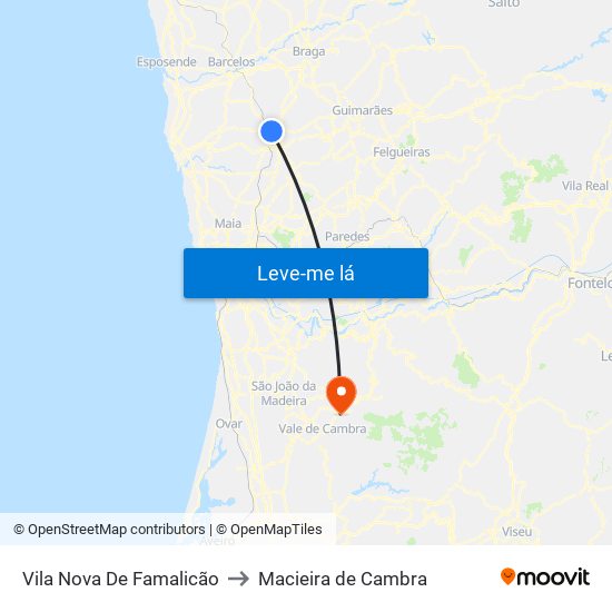 Vila Nova De Famalicão to Macieira de Cambra map