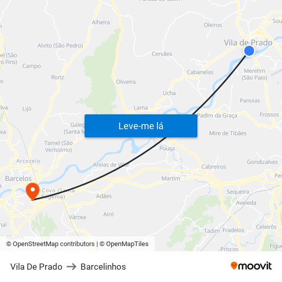 Vila De Prado to Barcelinhos map