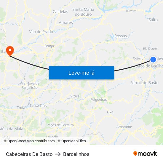 Cabeceiras De Basto to Barcelinhos map
