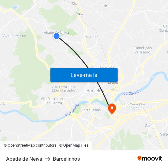 Abade de Neiva to Barcelinhos map