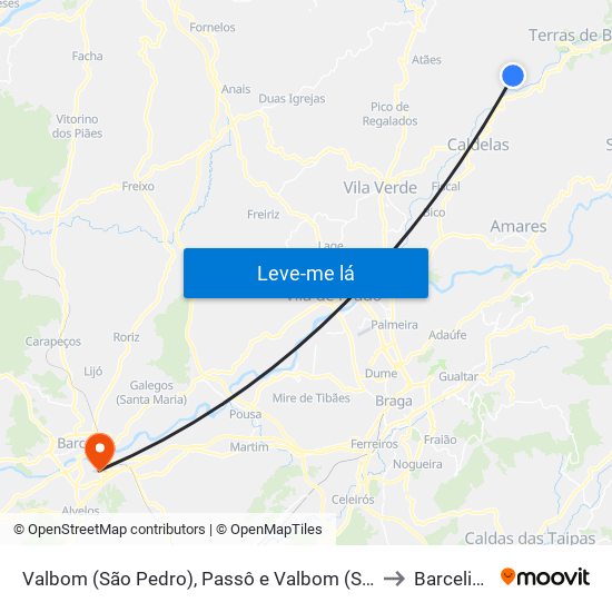 Valbom (São Pedro), Passô e Valbom (São Martinho) to Barcelinhos map