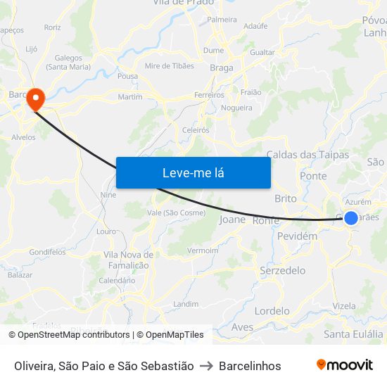 Oliveira, São Paio e São Sebastião to Barcelinhos map