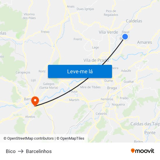 Bico to Barcelinhos map