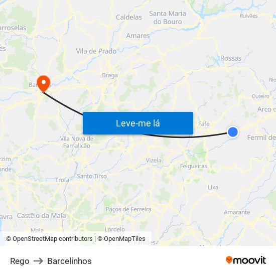 Rego to Barcelinhos map