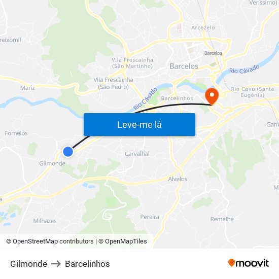 Gilmonde to Barcelinhos map