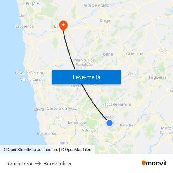 Rebordosa to Barcelinhos map