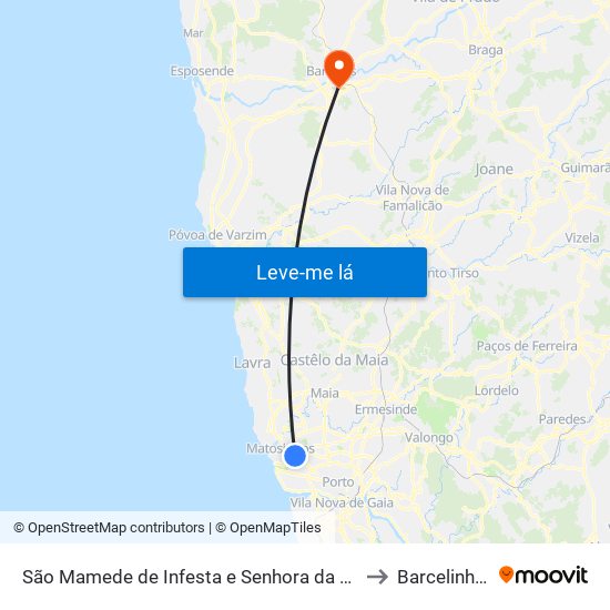 São Mamede de Infesta e Senhora da Hora to Barcelinhos map