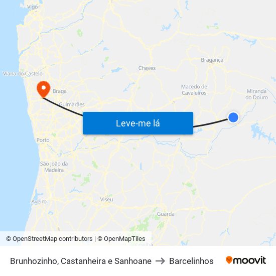 Brunhozinho, Castanheira e Sanhoane to Barcelinhos map