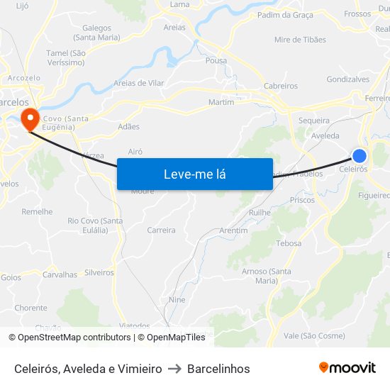 Celeirós, Aveleda e Vimieiro to Barcelinhos map