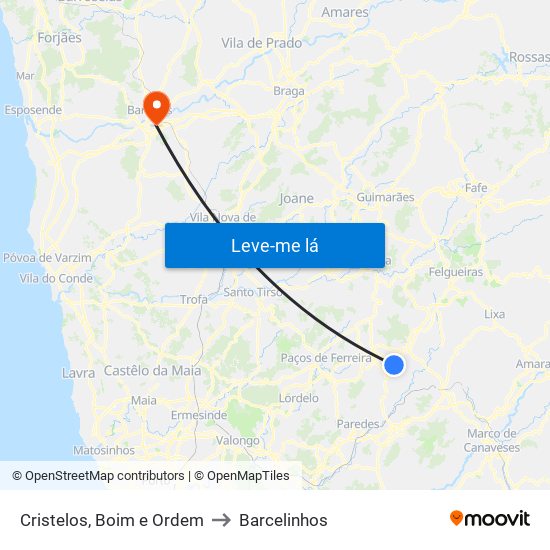 Cristelos, Boim e Ordem to Barcelinhos map