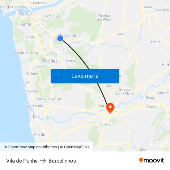 Vila de Punhe to Barcelinhos map